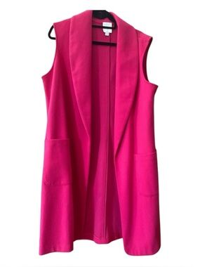 Joie Bright Pink Sleeveless Open Front Vest Shawl Collar Pockets XL